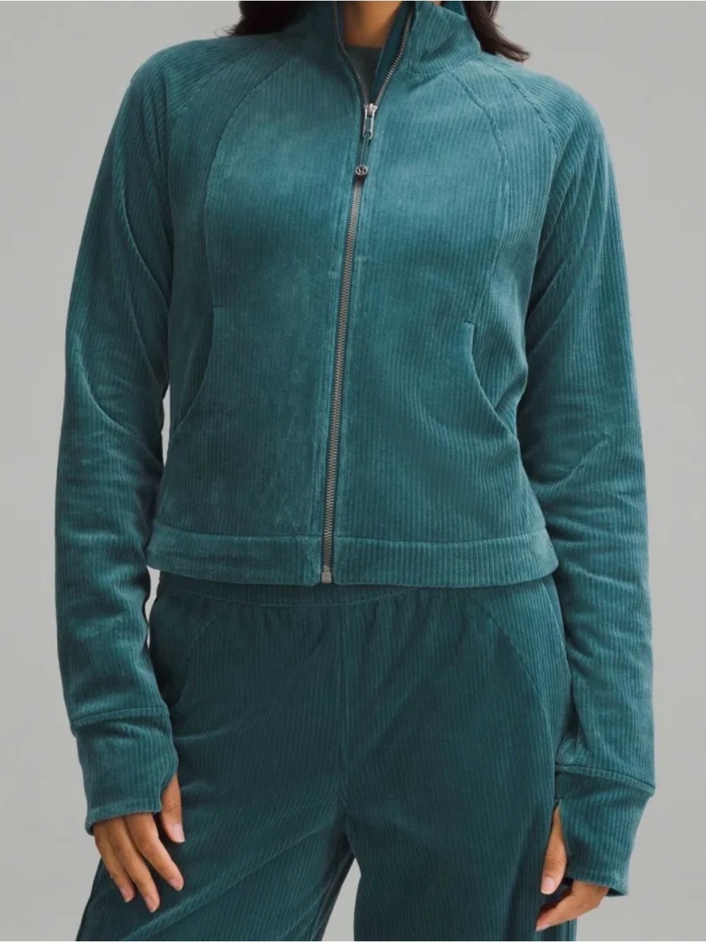 Lululemon scuba track jacket velvet cord size 2